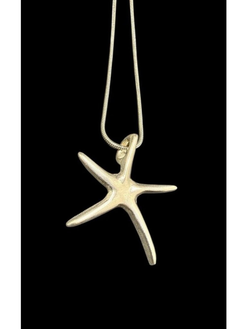 925 Sterling Silver Starfish Pendant Rope Chain Necklace 20”